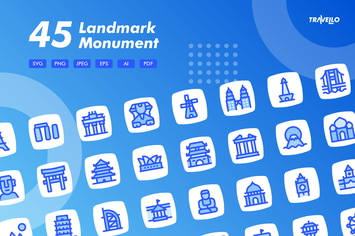 Travello Landmark Monument Icons