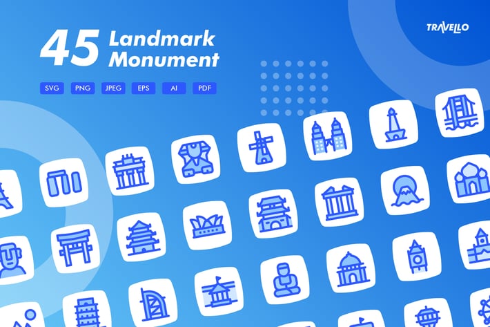 Travello Landmark Monument Icons