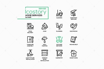 Home services - line design style icons set