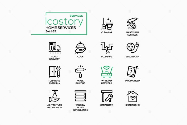 Home services - line design style icons set