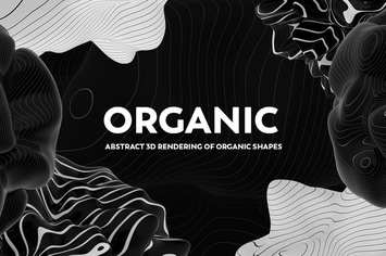 Abstract 3D Rendering of Organic Shapes - B/W