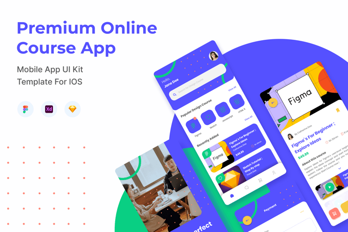 Online Course UI Kit for Mobile App