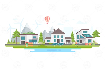 Eco-friendly district - flat design illustration
