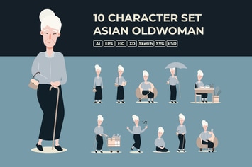 Asian Old woman - Character Set