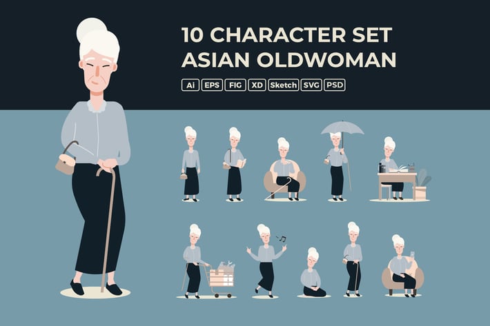 Asian Old woman - Character Set