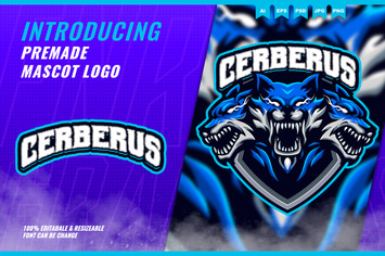 Cerberus Head Hellhound - Mascot Esport Logo Templ