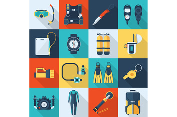 Scuba Diving Card with Dive and Snorkel Icons