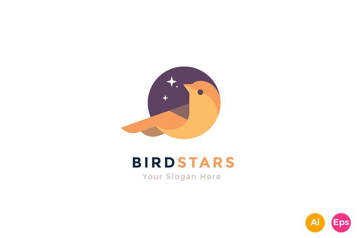 Bird Star Colorful Animal Logo Template