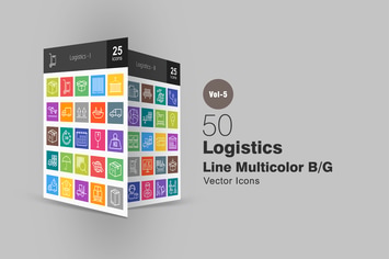 50 Logistics Line Multicolor Icons
