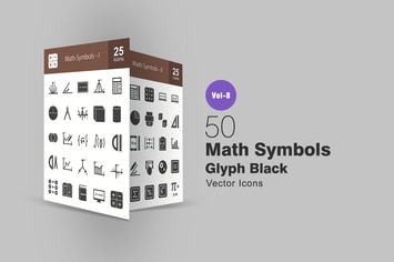 50 Math Symbols Glyph Icons