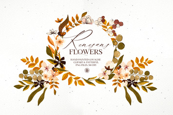 Renesans Flowers - gouache clipart and patterns