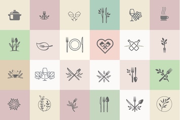 Set of icons for food and drink. 