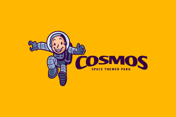 Retro Cartoon Kid Astronaut Character Mascot Logo