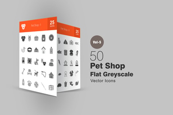 50 Pet Shop Greyscale Icons