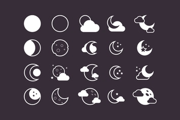20 Moon Icons Set