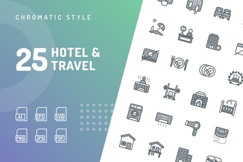 Hotel & Travel Chromatic Icons