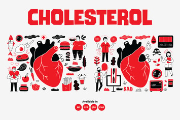 Cholesterol, heart medical related doodle