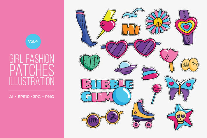 Girl Power Fashion Vector Patches Vol.4