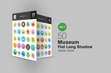50 Museum Flat Shadowed Icons