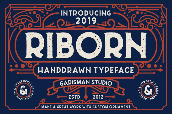 Riborn | Retro Rough Font
