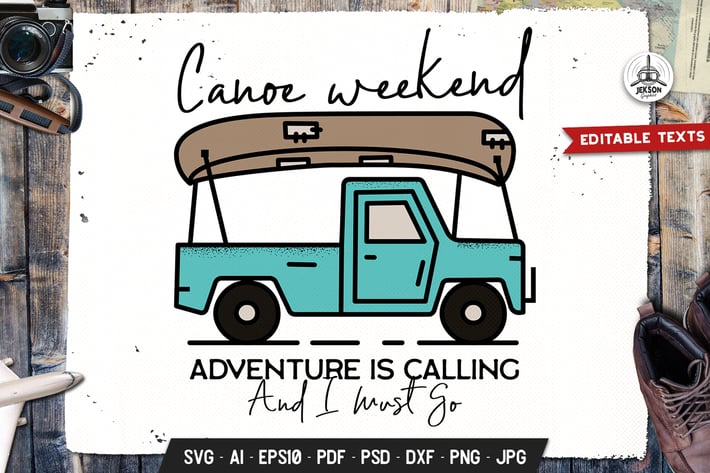 Canoe Adventure Badge Vector Retro Graphic Logo