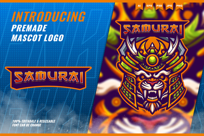 Tiger Samurai - Mascot Esport Logo Template