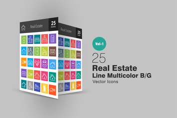 25 Real Estate Line Multicolor Icons