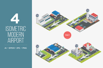 Isometric Modern Airport Vector Set 1