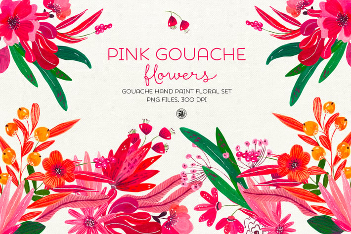 Pink Gouache Flowers