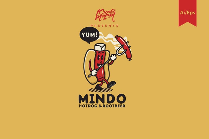 Mindo Hotdog Logo Template