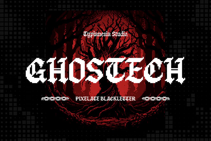 Ghostech - Pixelate Blackletter Display Font  