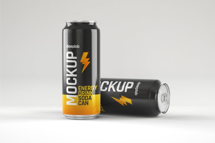 Glossy Energy Soda Can Mockup