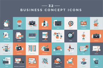 Set of Flat Design Business Icons