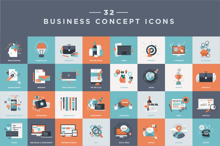 Set of Flat Design Business Icons