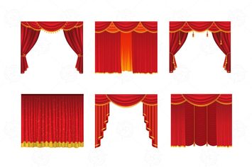 Curtains - realistic vector set of red drapes