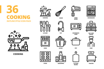 Cooking Outline Style Icon Set