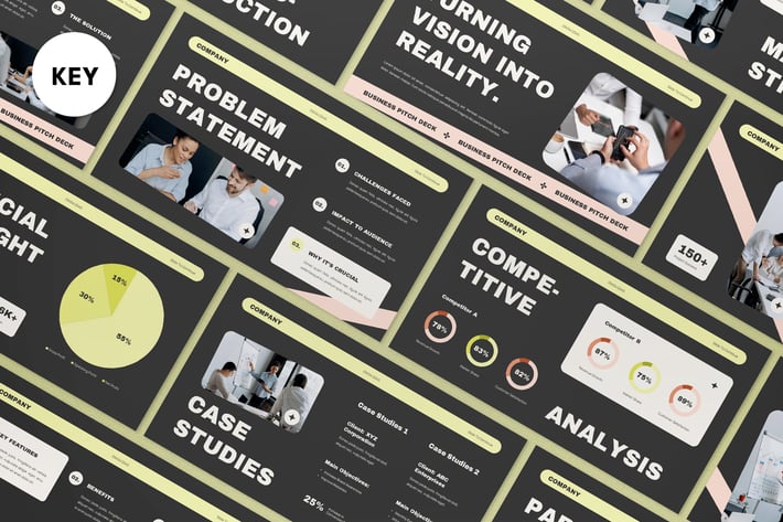 Dark Grey Modern Business Pitch Deck Keynote