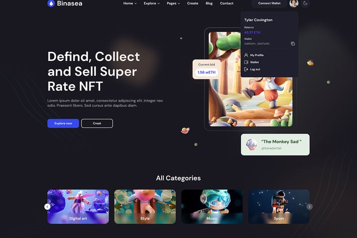 Binasea | NFT Marketplace HTML Template