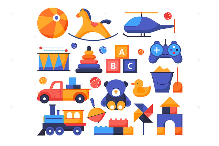 Toys - set of flat design style elements