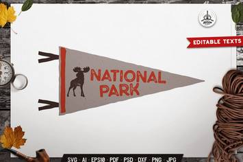 National Park Pennant Label Animal Badge Design