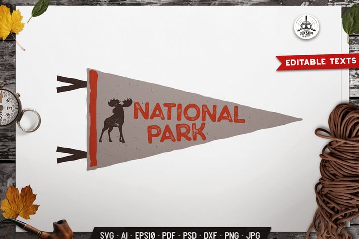 National Park Pennant Label Animal Badge Design