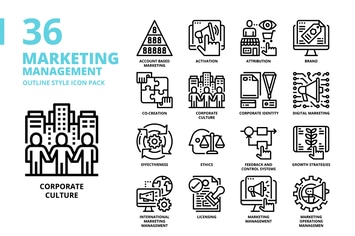 Marketing Management Outline Style Icon Set