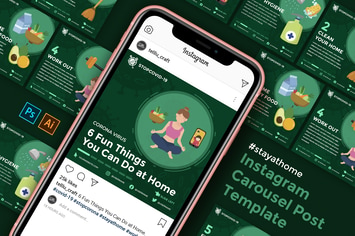 Instagram Carousel Post Template - Stay at Home