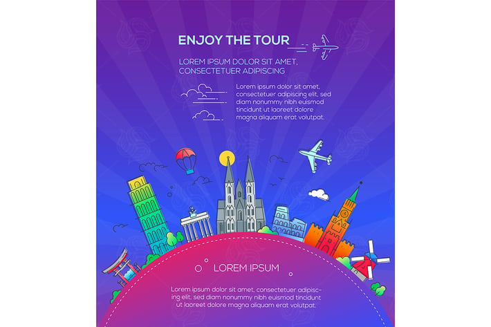 Enjoy the Tour - flat design style composition