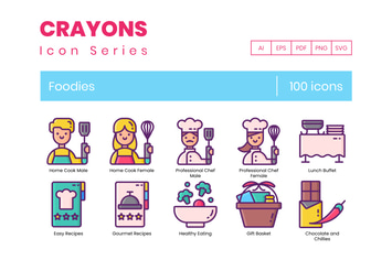 100 Foodies Line Icons