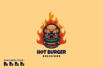 Hot Burger Logo Mascot