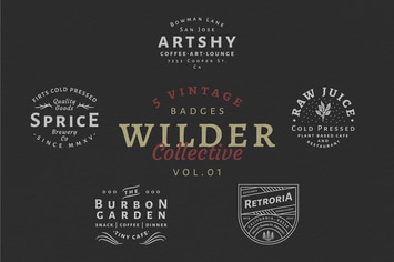 5 Vintage Badge Logos Vol 01