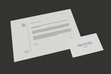 Letter with Business Card Mockup