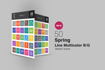 50 Spring Line Multicolor B/G Icons
