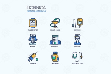 Medicine - thin line design icons, pictograms